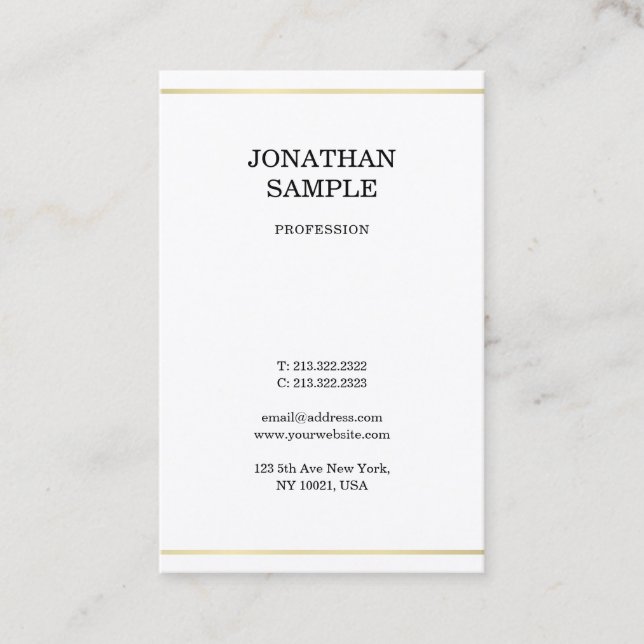 Creative Simple Design Modern Gold Look Trendy Business Card (Front)