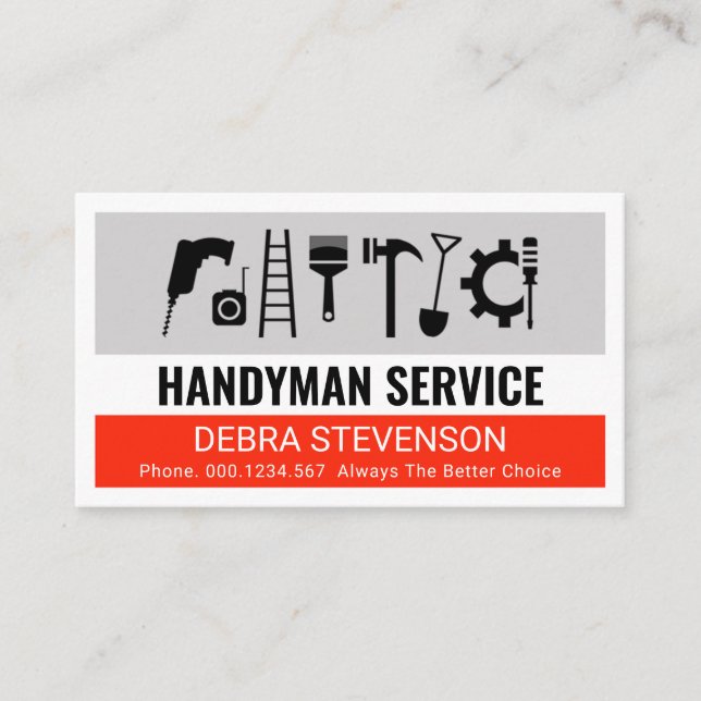 Creative Simple Handyman Tools Layer Business Card (Front)