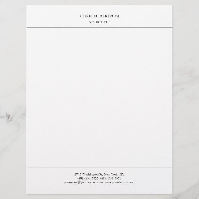 Creative Simple Minimalist Modern Professional Custom Letterhead (Front)