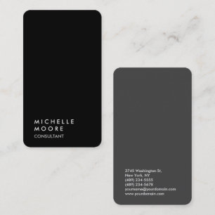 Creative Simple Plain Black Grey Trendy Consultant Business Card
