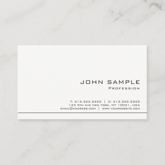 Creative Simple Professional Modern White Matte Business Card (Front)