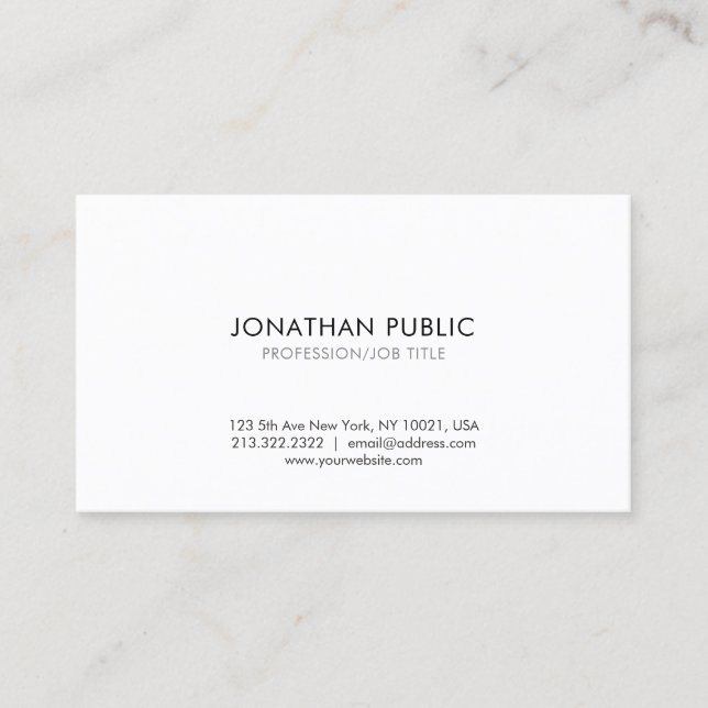 Creative Simple White Plain Modern Elegant Trendy Business Card (Front)