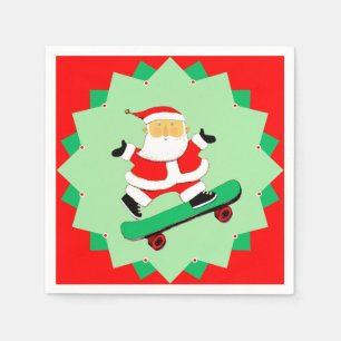 Creative Skateboarding Christmas Holiday Party Napkin