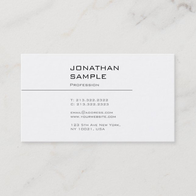 Creative Sleek Graphic Design Professional Plain Business Card (Front)