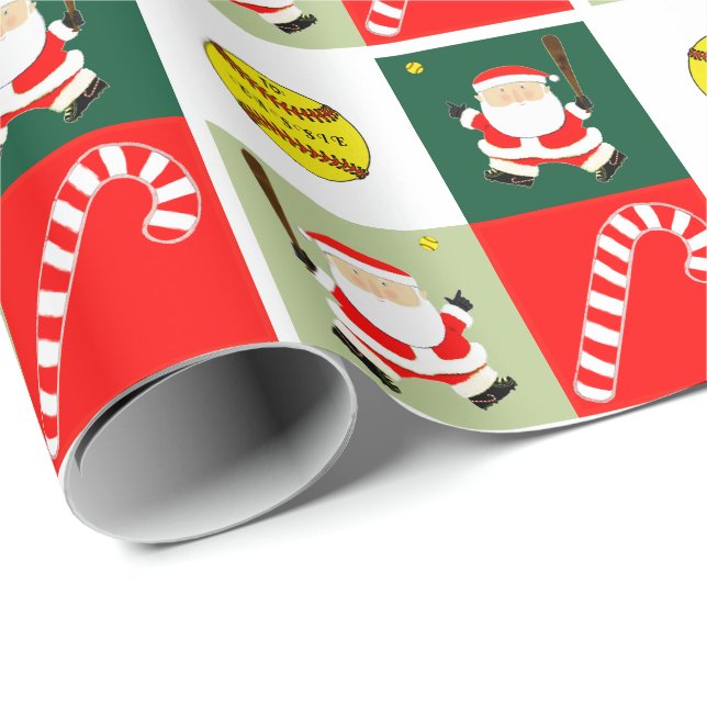 Creative Softball Holiday Gift Wrapping Paper (Roll Corner)