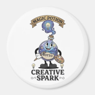 Creative Spark Magic Potion Retro Artist Mascot Magnet