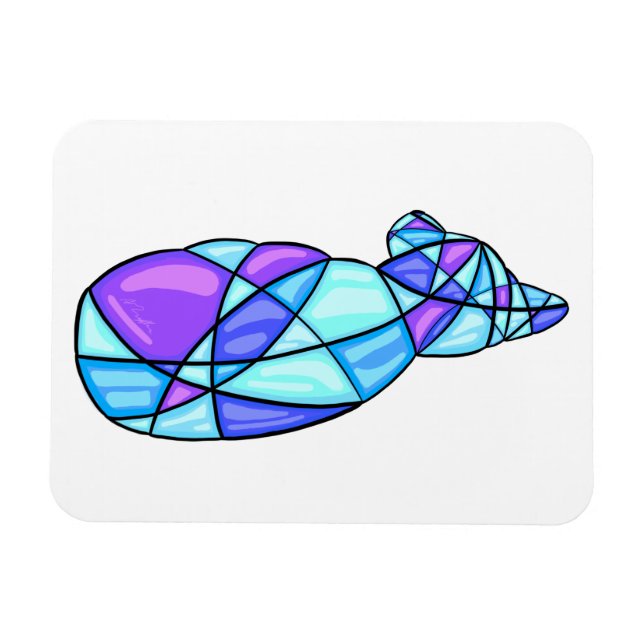 Creative Stained Glass Cat Magnet Blue (Horizontal)