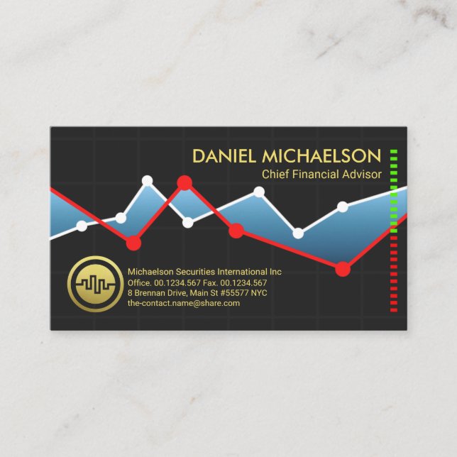 Creative Stock Share Graph Financial Money Market  Business Card (Front)