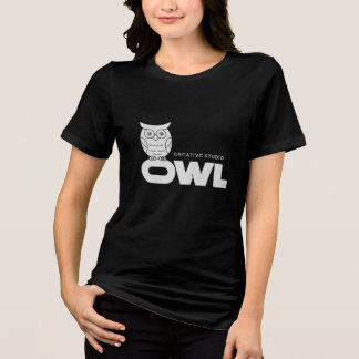 Creative Studio Owl T-Shirt - Minimalist White Owl Tri-Blend Shirt