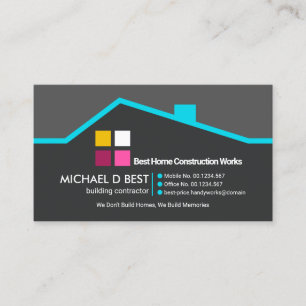 Creative Stylish Blue Rooftop Builder Handyman Business Card