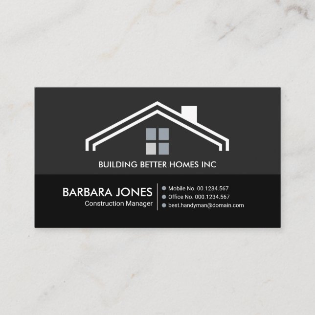 Creative Stylish Building Rooftop Handyman Builder Business Card (Front)
