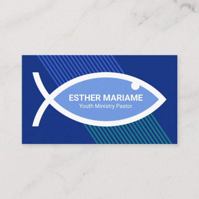 Creative Stylish Christian Ichthus Fish Ministry Business Card (Front)