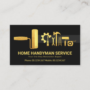 Creative Stylish Gold Handyman Tools Renovation Business Card