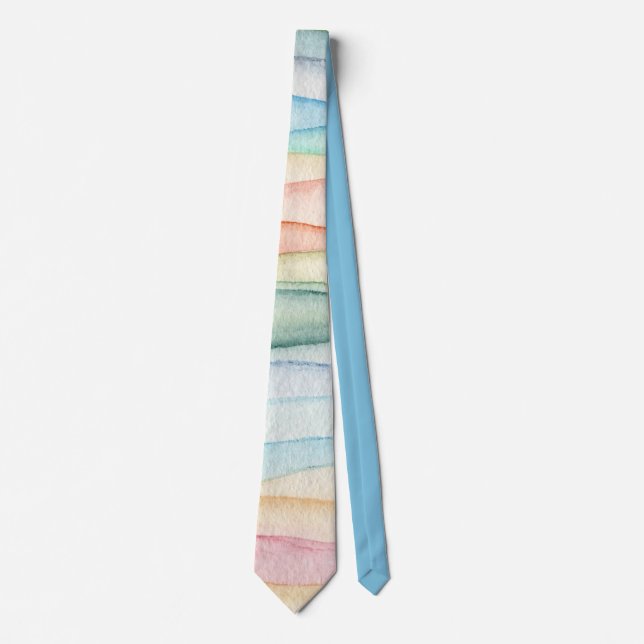 Creative Stylish Pastel Watercolor Pattern Men's  Tie (Front)
