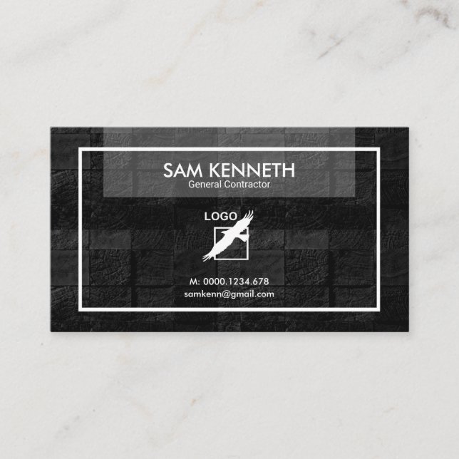 Creative Stylish Sawn Timber Contractor Business Card (Front)