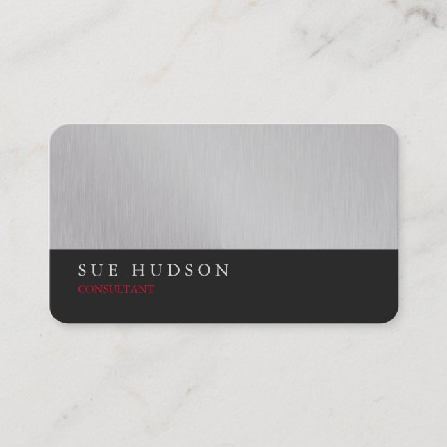 Creative Stylish Silver Dark Grey Professional Business Card (Front)
