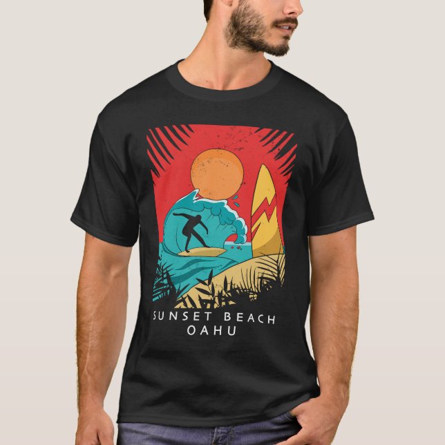 Creative Sunset Beach  Travel  Surf  Palm Tree  Oa T-Shirt (Front)