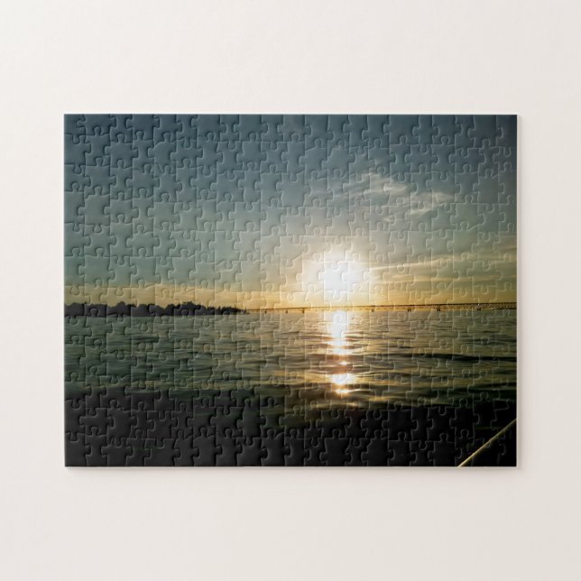 Creative Sunset bridge water photo jigsaw puzzle (Horizontal)