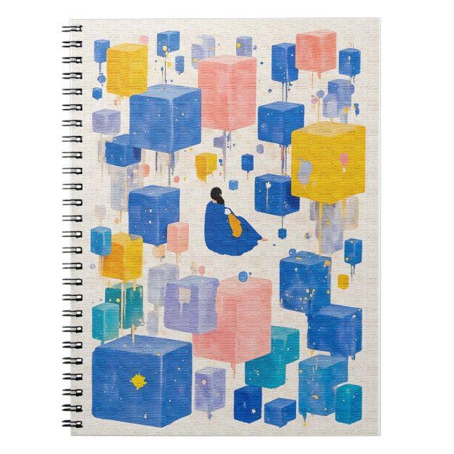 Creative Surreal Dreamscape Watercolor Floating Bl Notebook (Front)