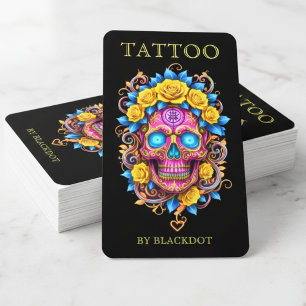 Creative Tattoo Studio Floral Skull Tattoo Artist Business Card