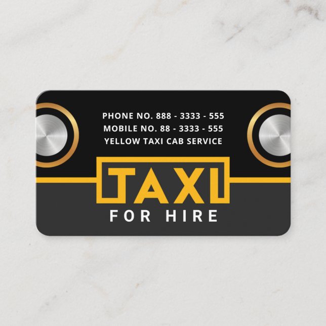 Creative Taxi Car Headlights Grill Number Plate Business Card (Front)