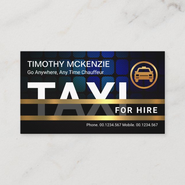 Creative TAXI Signage Gold Frame Ride Share Business Card (Front)