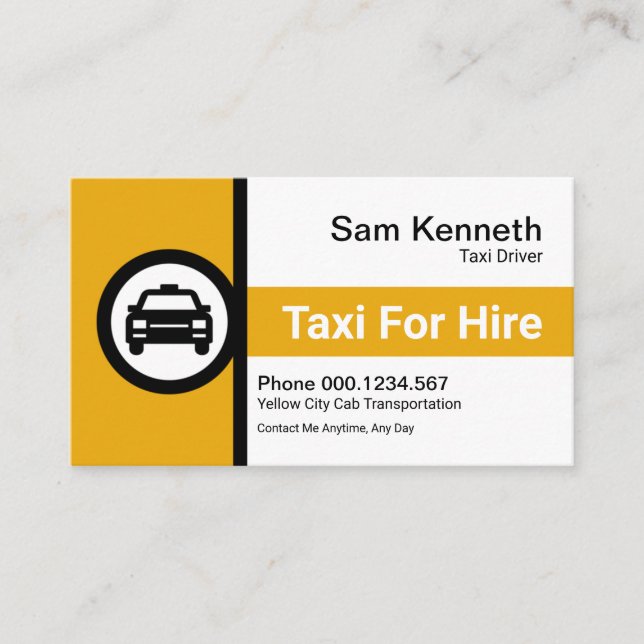 Creative Taxi Signage Stand Taxi Cab Driver Business Card (Front)