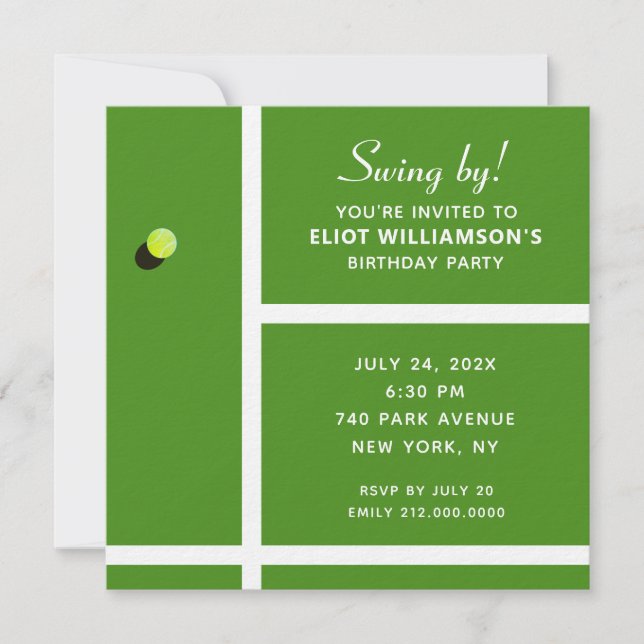 Creative Tennis Party Invitation (Front)