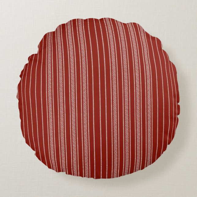Creative Ticking Stripe – Heritage Rust Round Cushion (Front)