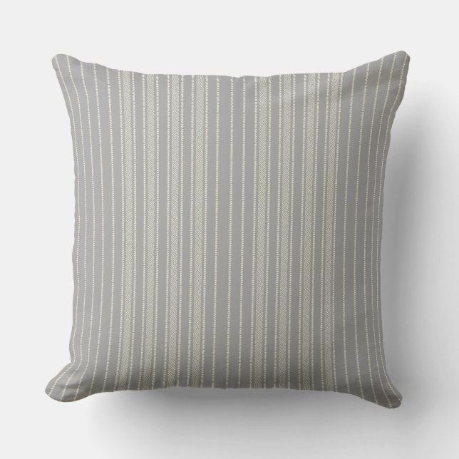 Creative Ticking Stripe –  Wash Grey Cushion (Front)