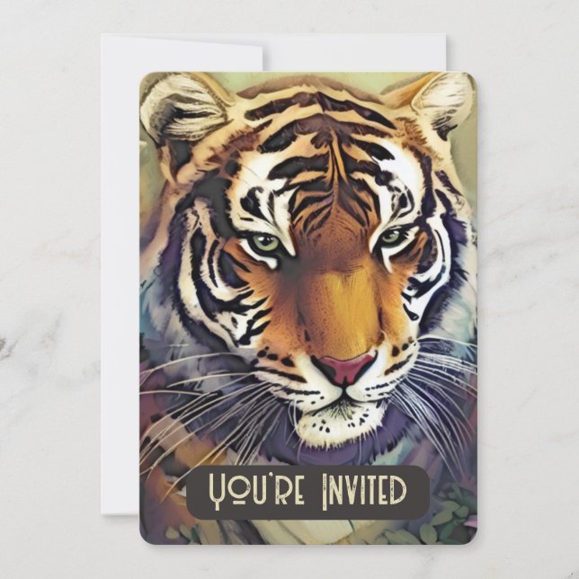Creative Tiger Invitation with QR Code (Front)