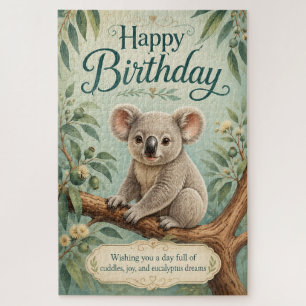 Creative Title Adorable Koala Eucalyptus Birthday Jigsaw Puzzle
