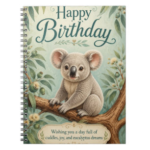Creative Title Adorable Koala Eucalyptus Birthday Notebook