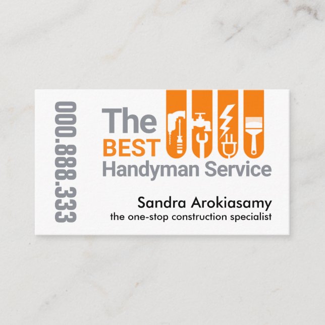 Creative Tools Tab Handyman Services Business Card (Front)