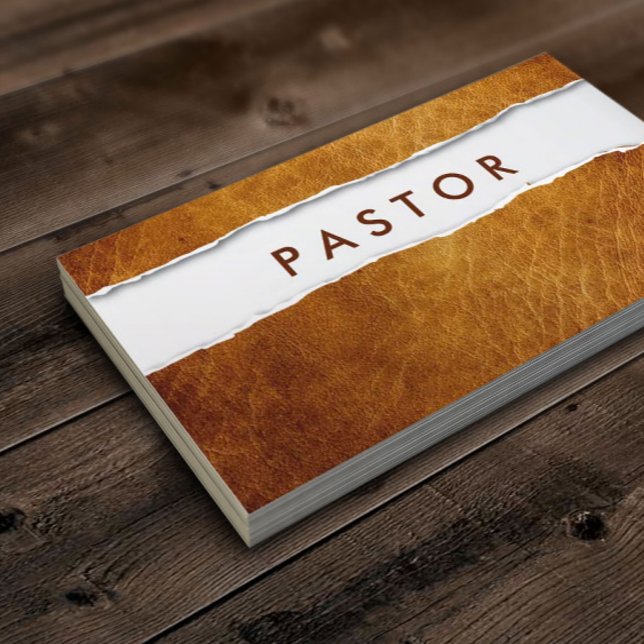 Creative Torn Paper Vintage Pastor Business Card (Creator Uploaded)