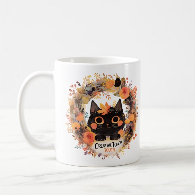 Creative Touch – Autumn Wreath Cat Coffee Mug (Left)
