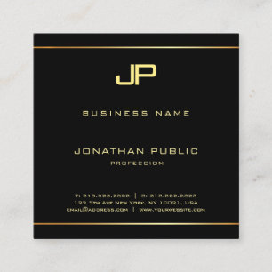 Creative Trendy Glamour Gold Monogram Luxe Golden Square Business Card