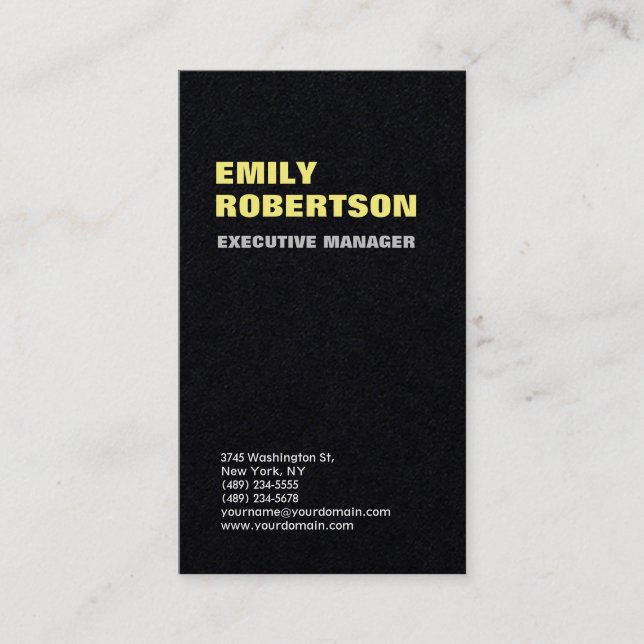 Creative Trendy Modern Minimalist Plain Black Business Card (Front)