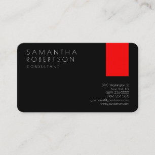 Creative Unique Black Red Modern Consultant Business Card