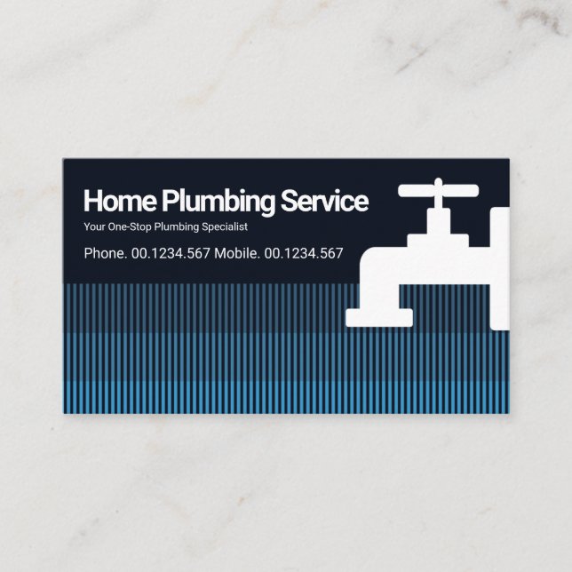 Creative Vertical Flood Water Lines Plumbing Business Card (Front)
