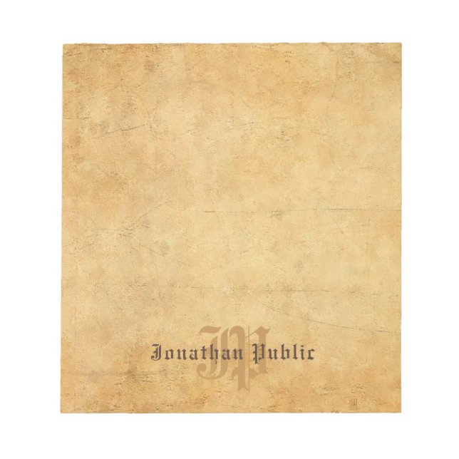 Creative Vintage Old Paper Look Monogram Template Notepad (Front)