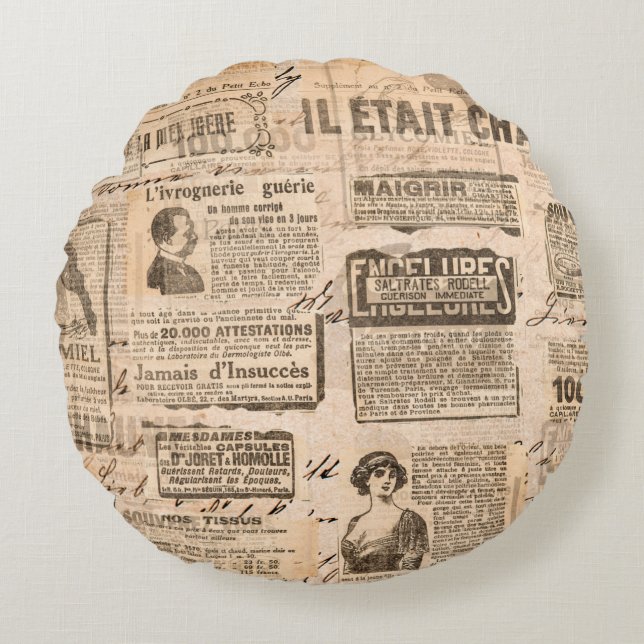 Creative vintage style background. Paper texture.  Round Cushion (Front)