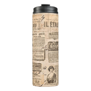 Creative vintage style background. Paper texture.  Thermal Tumbler