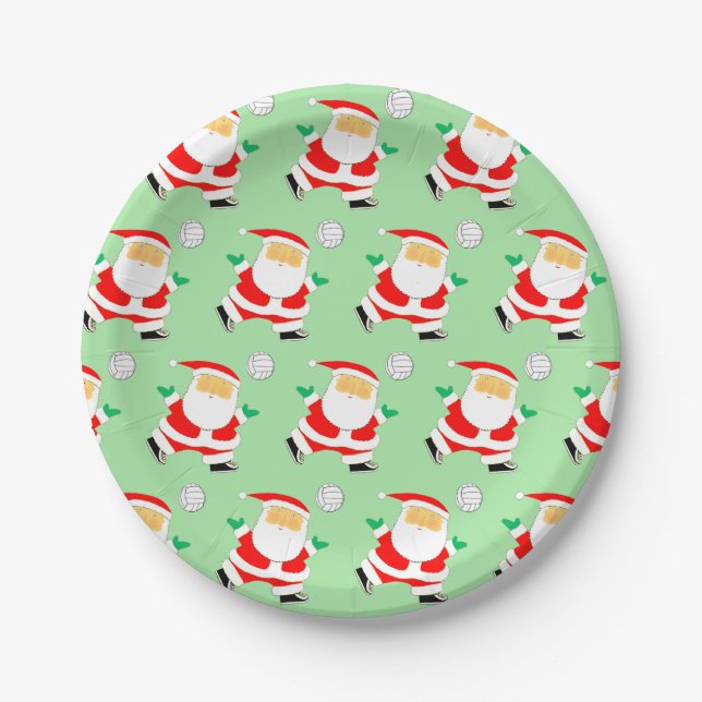 Creative Volleyball Christmas Holiday Party Paper Plate (Front)