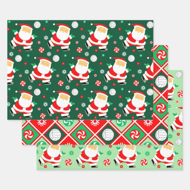 Creative Volleyball Holiday Gift Wrapping Paper Sheet (Set)