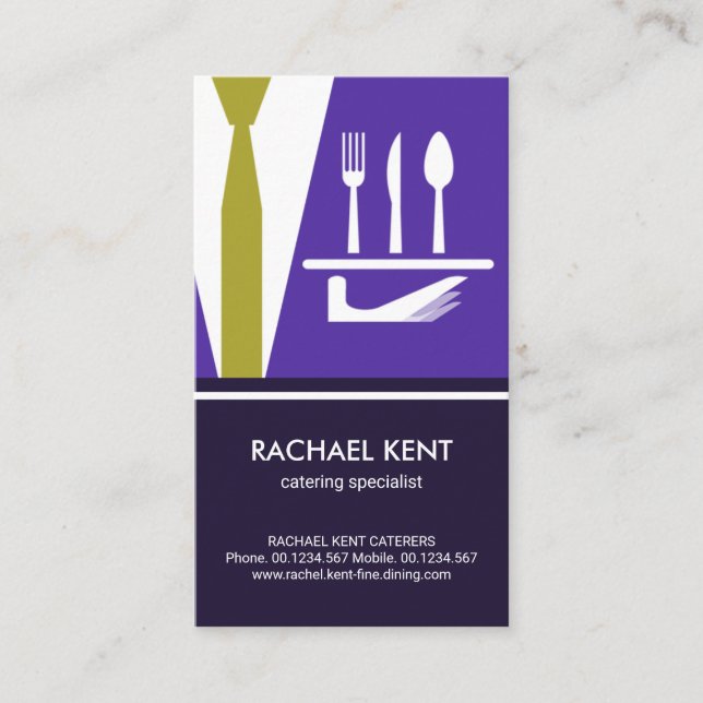Creative Waiter Tuxedo Serving Plate Cutlery Business Card (Front)