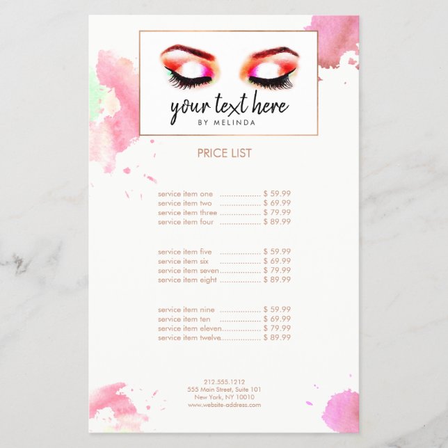 Creative Watercolor Eyebrows Custom Text Flyer (Front)