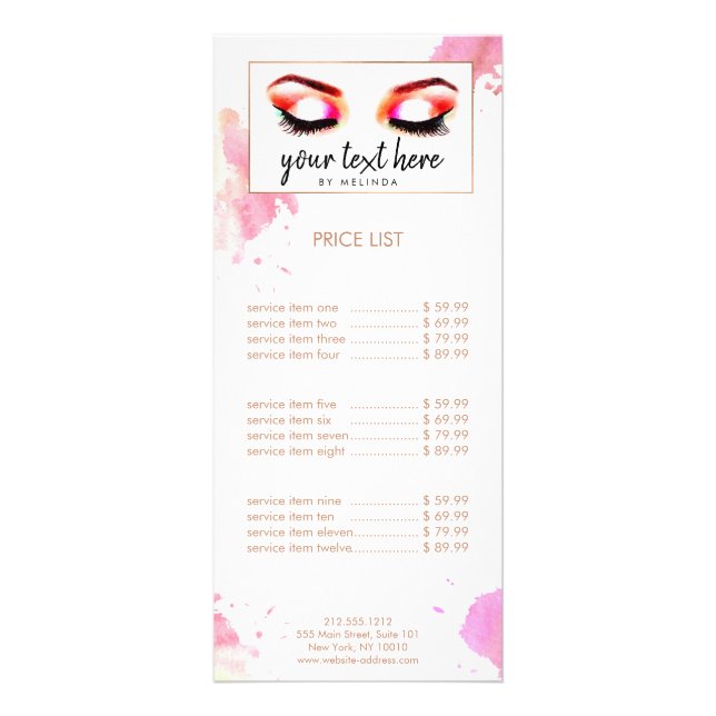 Creative Watercolor Eyebrows Custom Text Rack Card (Front)