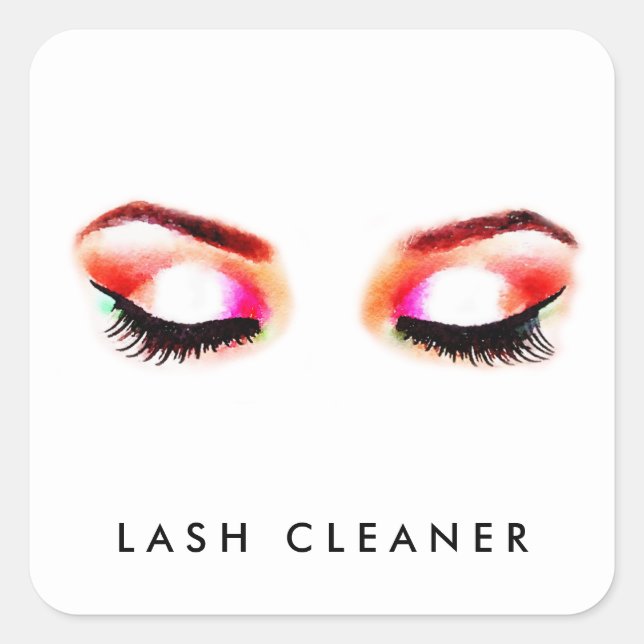 Creative Watercolor Eyelashes Lash Cleaner Square Sticker (Front)