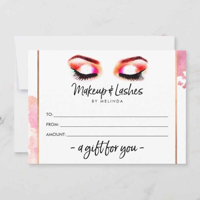 Creative Watercolor Eyes Makeup/Lashes Gift Card (Front)